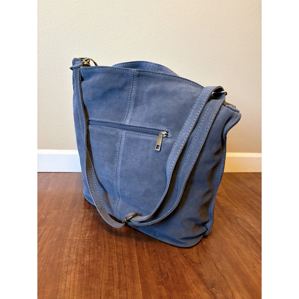 Sundance Blue Suede Crossbody Should Tote Bucket Bag Dionne NWT Boho Western